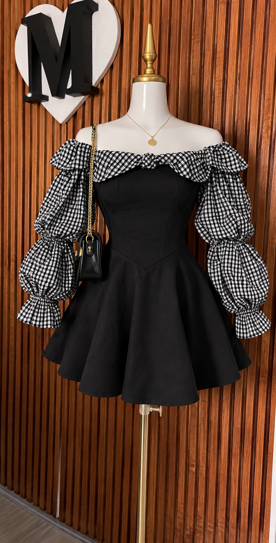 Vestido abullonado cuadros Ch