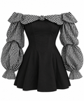 Vestido abullonado cuadros Ch