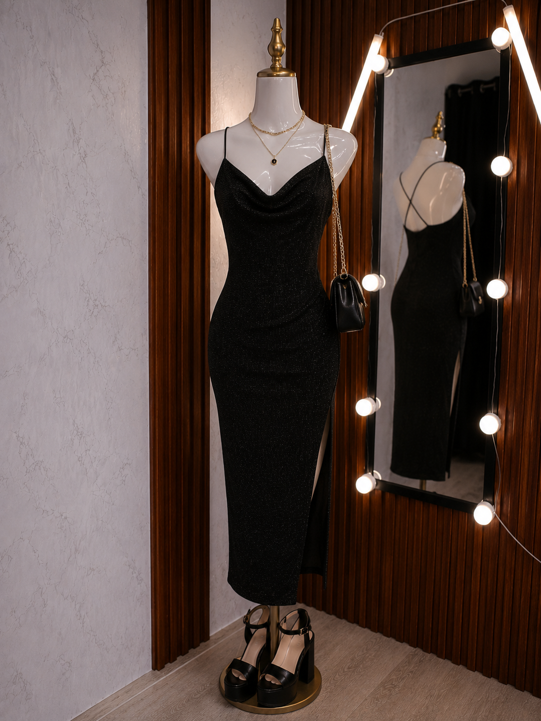 Vestido Glitter midi