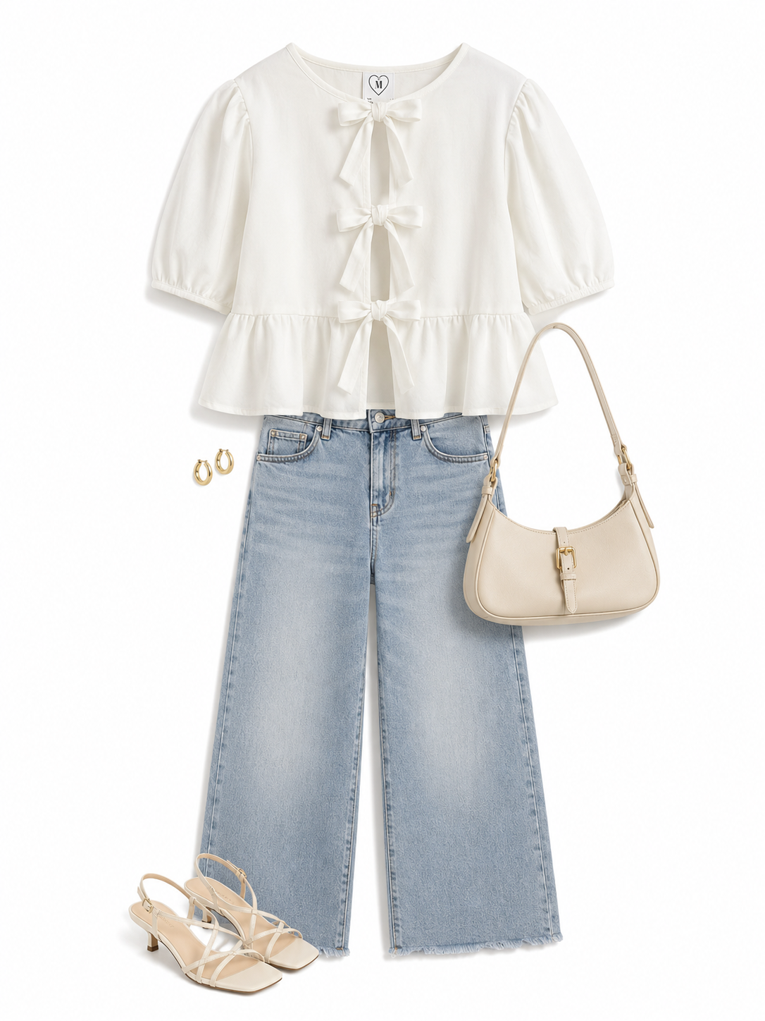 Blusa moñitos abullonada
